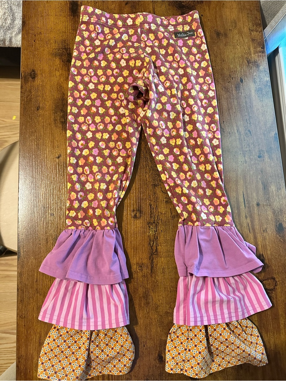 Matilda Jane Purple-Pink Floral Ruffle Leggings